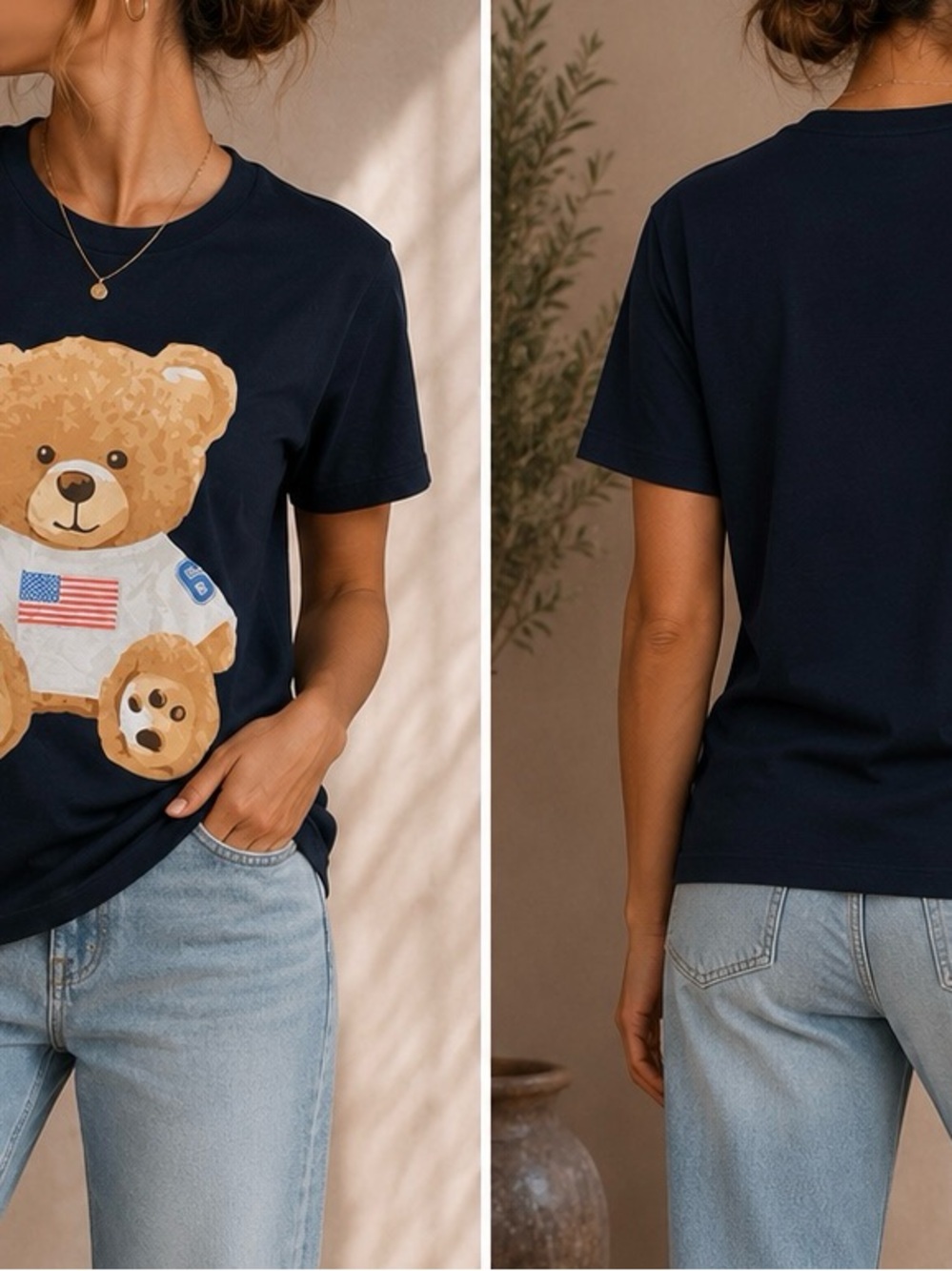 Grayson Threads Navy Tee with Teddy Bear Graphic